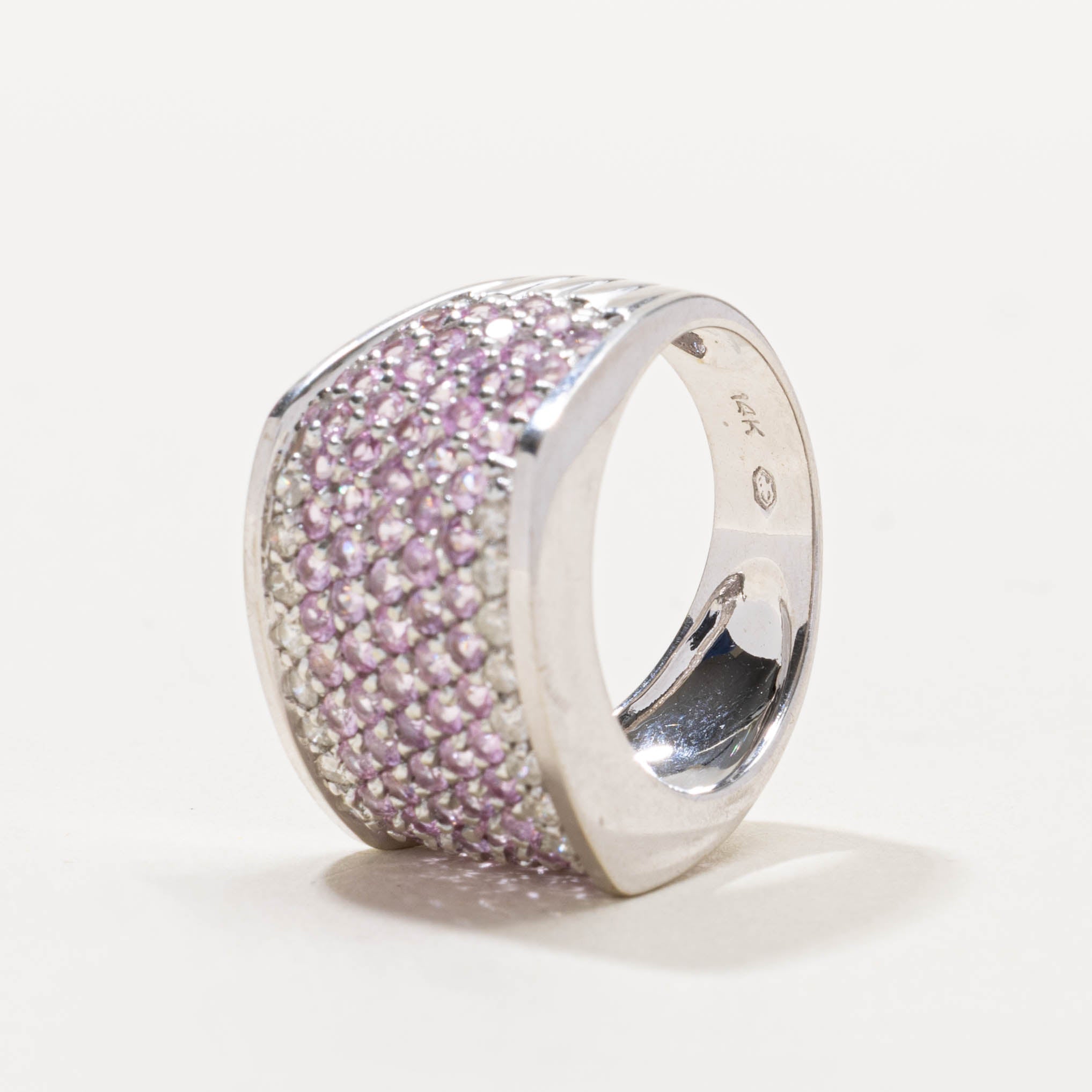 Pavé Set Synthetic Sapphire & Diamond Wide Band | 2.00ctw, 0.25ctw | SZ 7
