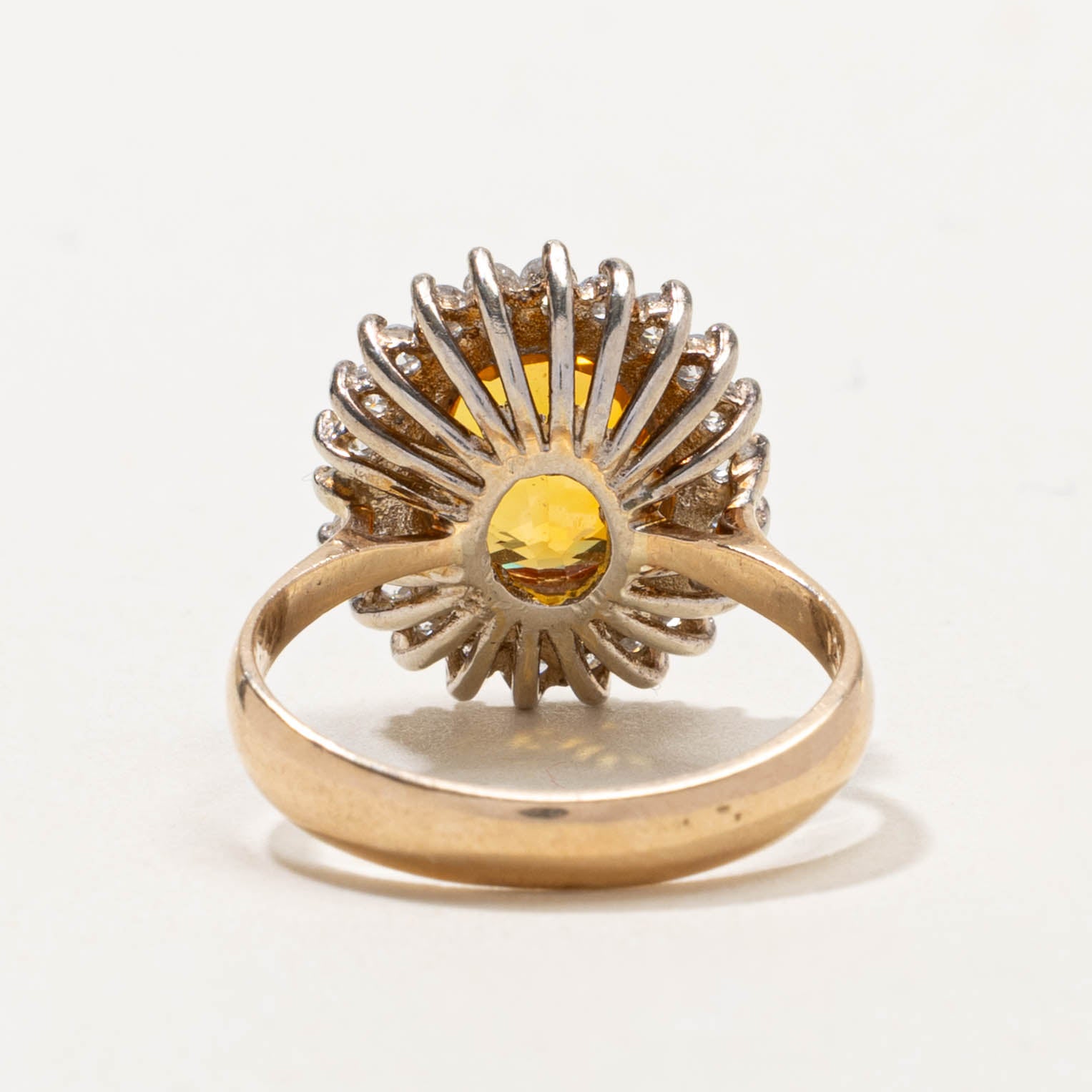 14k Oval Cut Orange Sapphire & Diamond Petal Halo Ring | 2.00ct, 0.35ctw | SZ 7