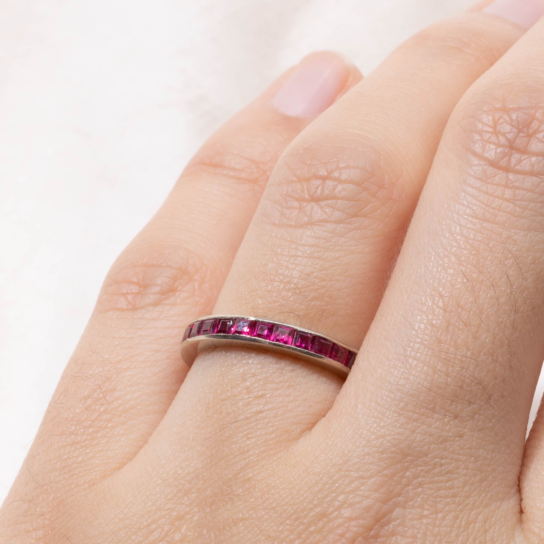 14k Eternity Synthetic Ruby Band | 1.00ctw | 3.00mm | SZ 6.25