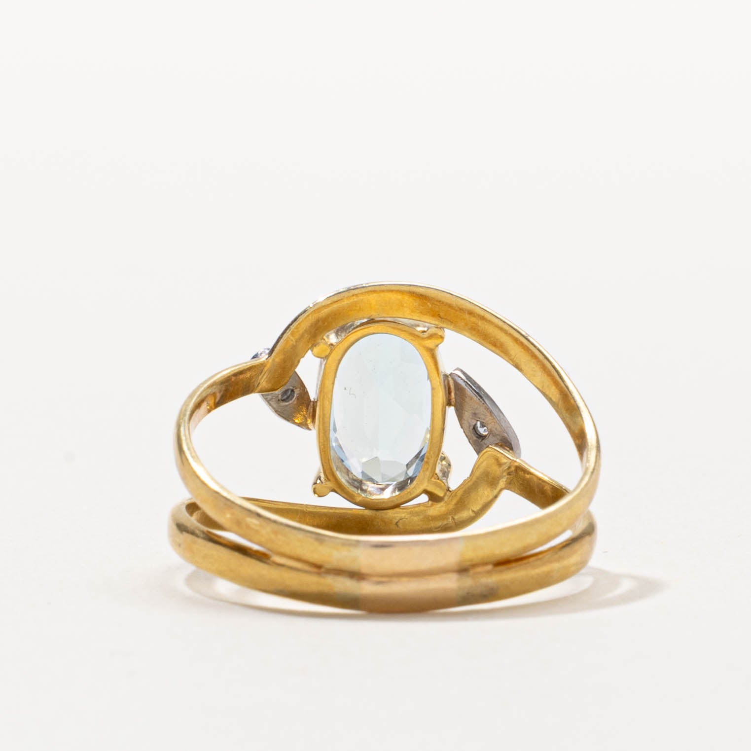 18k Aquamarine & Diamond Accented Bypass Ring | 1.40ct, 0.01ctw | SZ 9.5