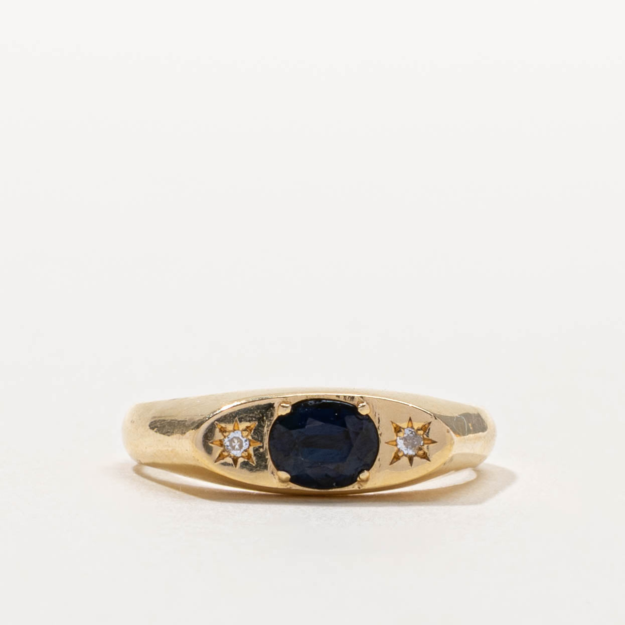 18k East West Sapphire & Star Set Diamond Accented Ring | 0.50ct, 0.01ctw | SZ 6