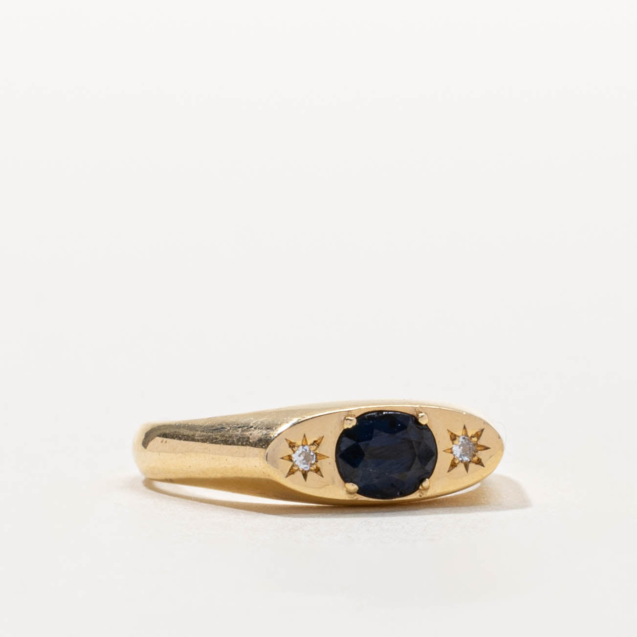 18k East West Sapphire & Star Set Diamond Accented Ring | 0.50ct, 0.01ctw | SZ 6