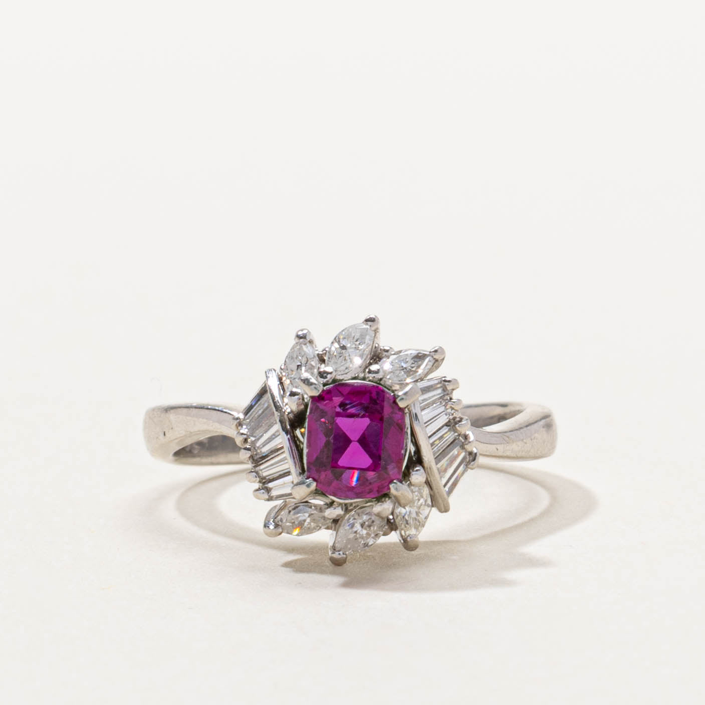 Pink Sapphire & Diamond Floral Halo Ring | 1.00ct, 0.45ctw | SZ 6.25