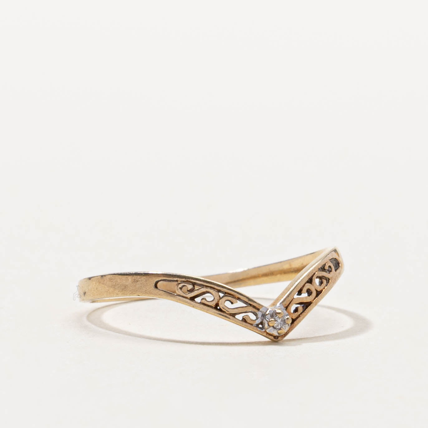 10k Diamond Openwork Chevron Ring | SZ 8.25
