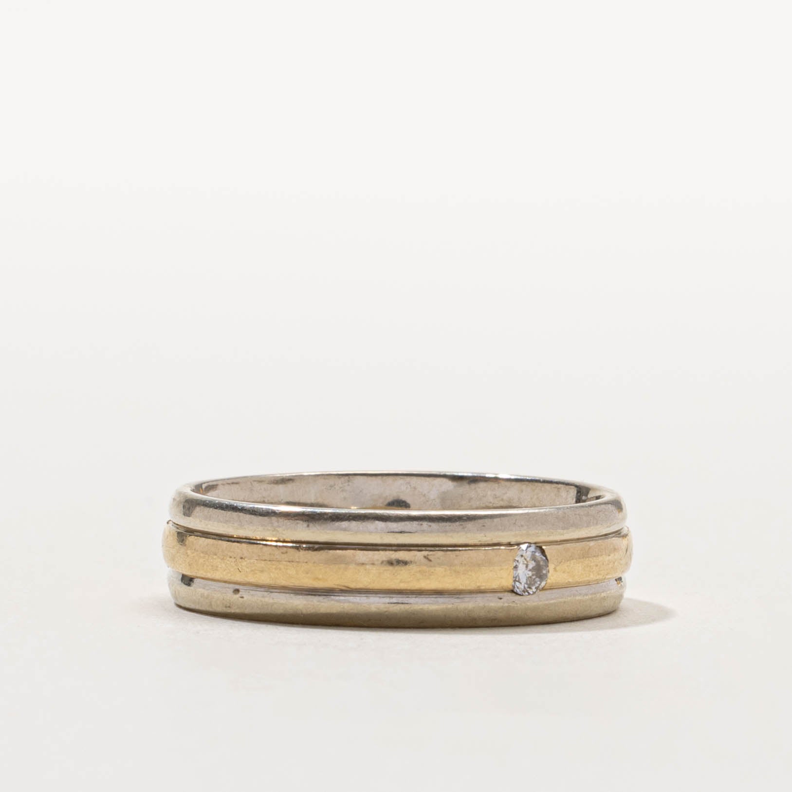 10k Two-Tone Diamond Grooved Ring | 5.90mm | SZ 11
