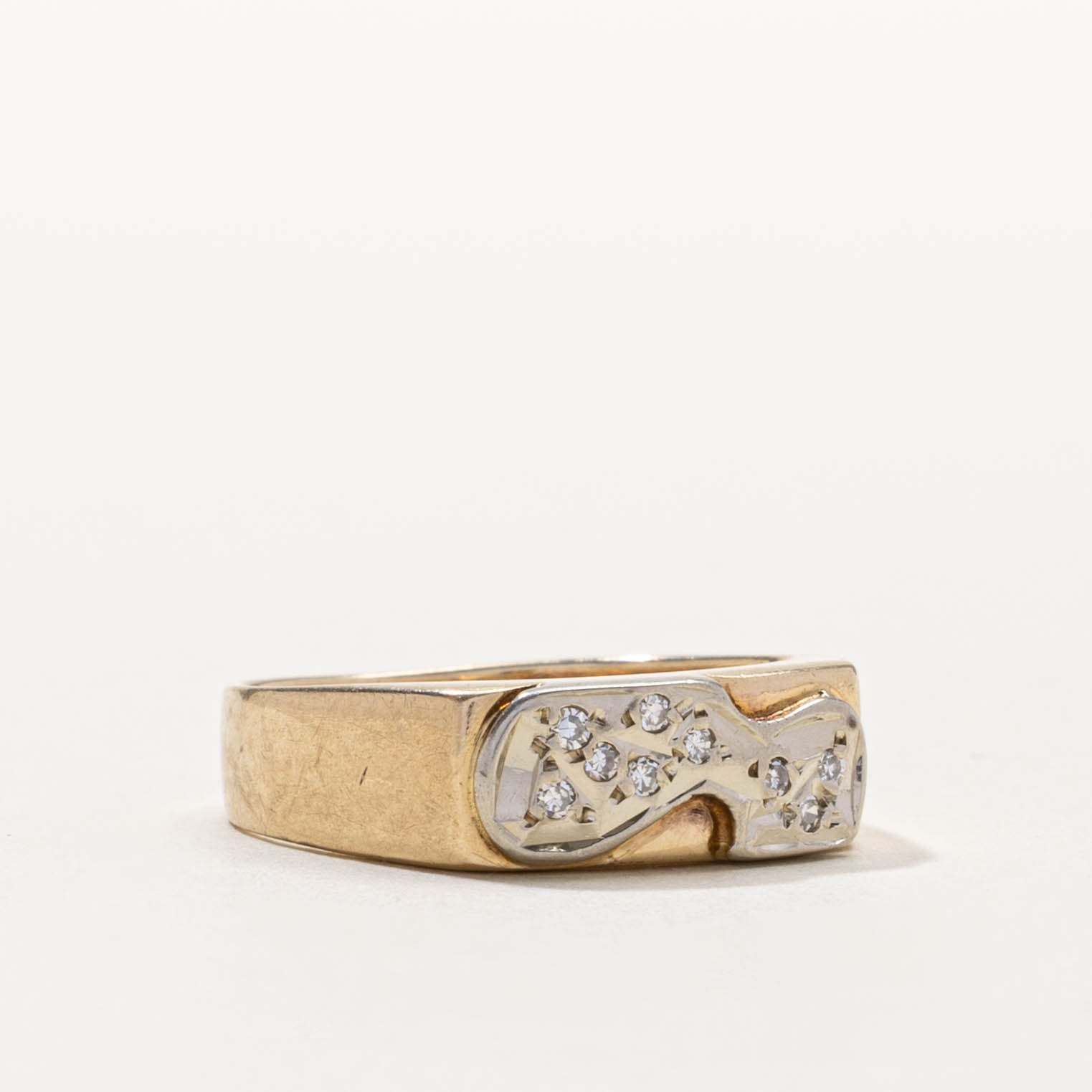 10k Scattered Diamond Abstract Blob Ring | SZ 7.75