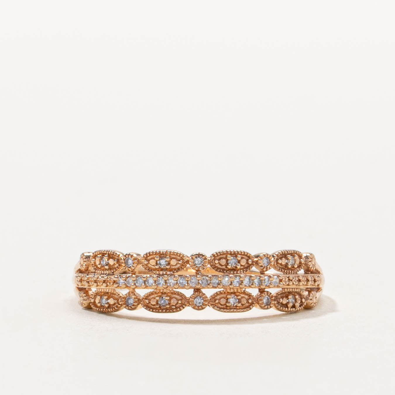 10k Diamond Ornate Milgrained Ring | SZ 7.75