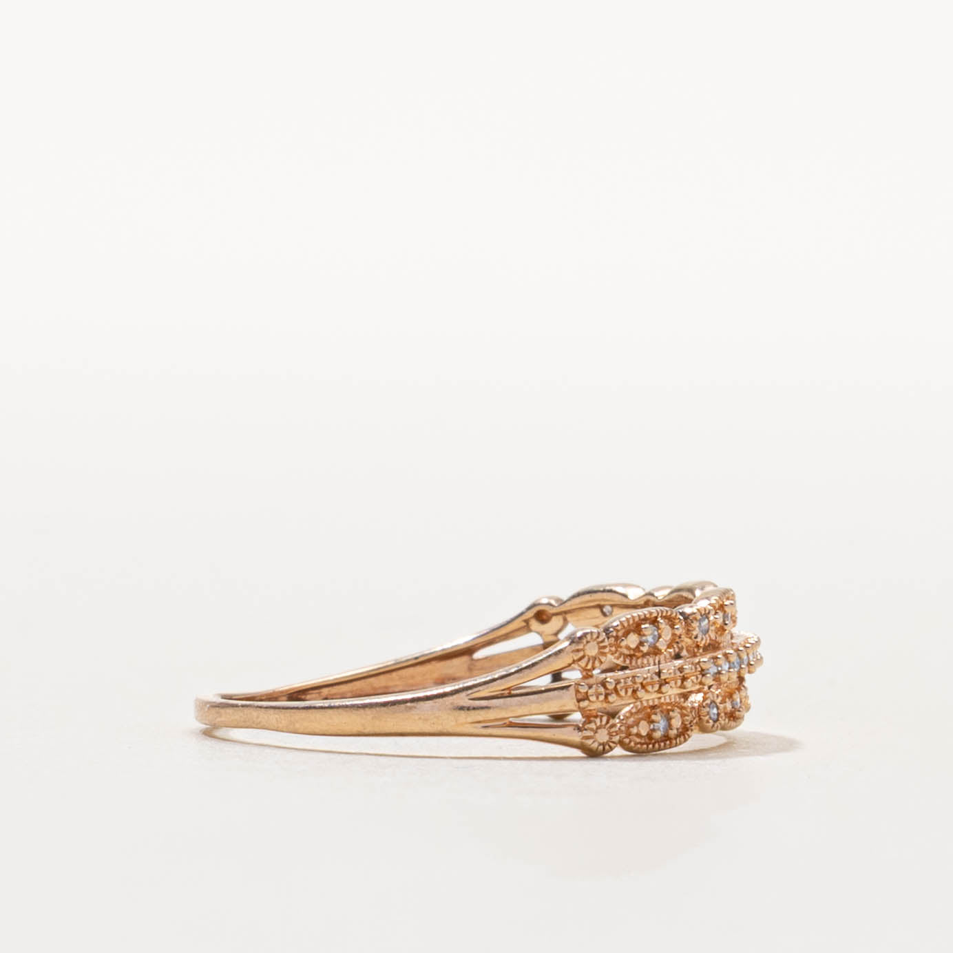 10k Diamond Ornate Milgrained Ring | SZ 7.75