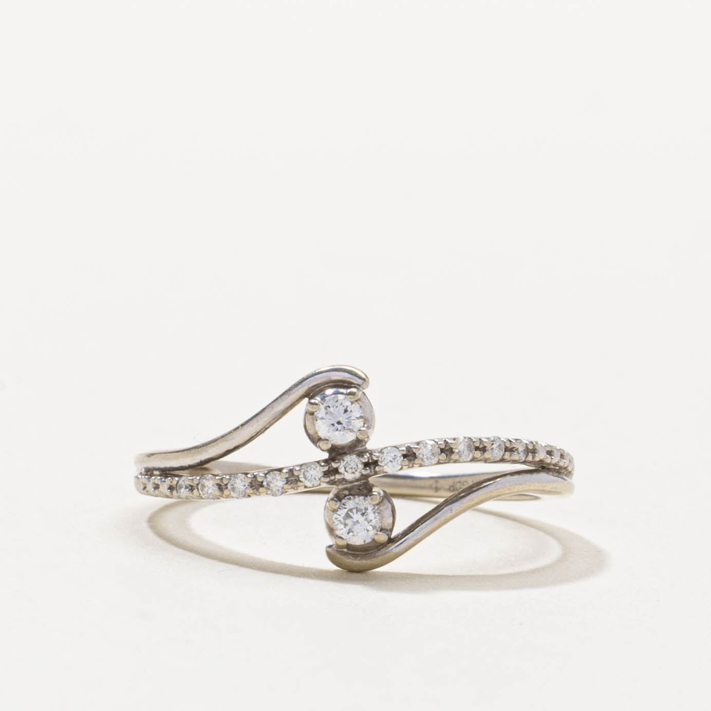 10k Two Stone Diamond Bypass Ring | SZ 7