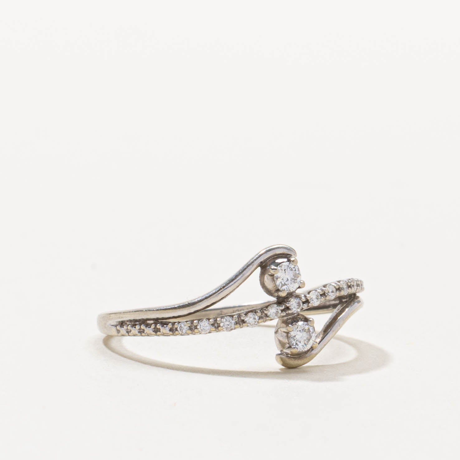 10k Two Stone Diamond Bypass Ring | SZ 7