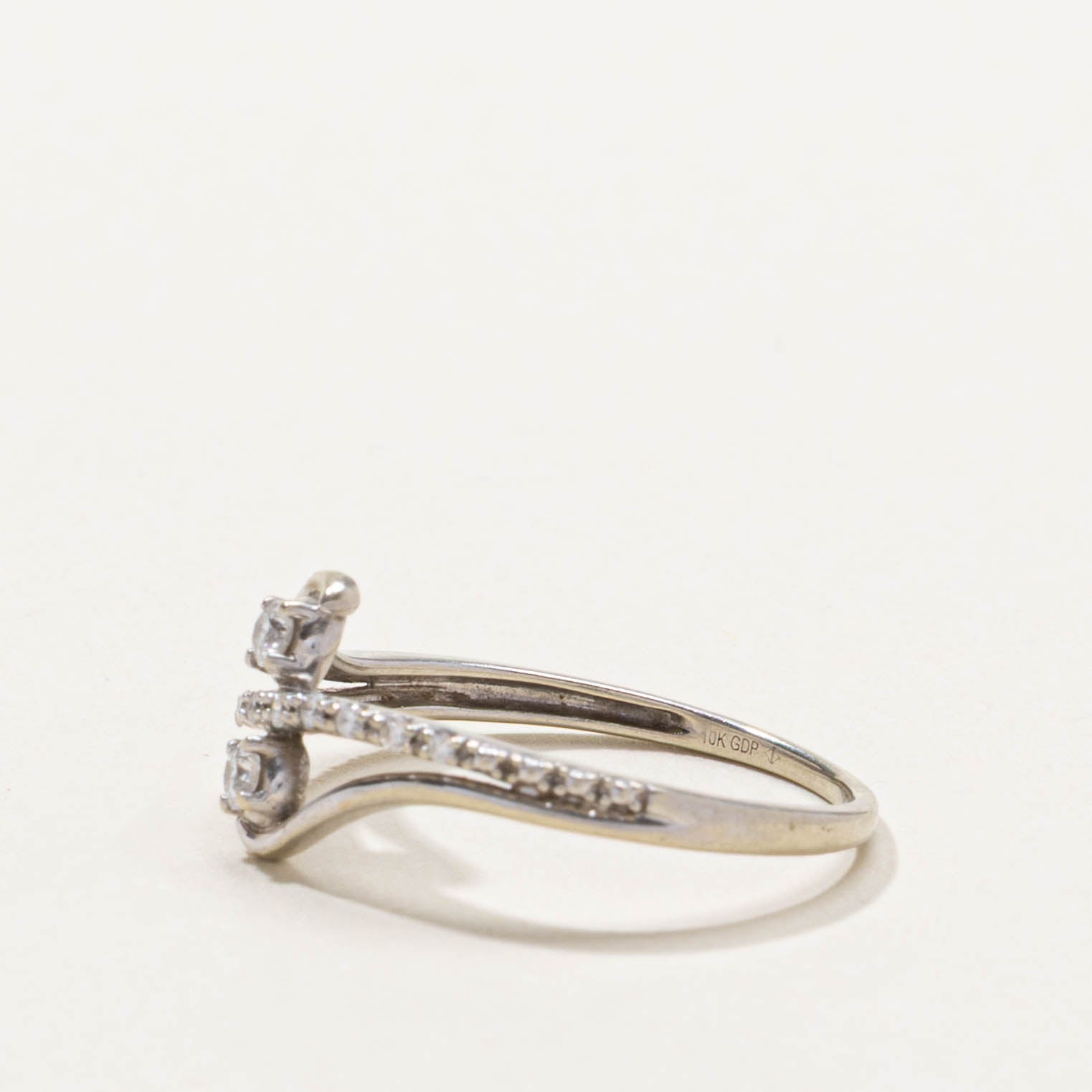 10k Two Stone Diamond Bypass Ring | SZ 7