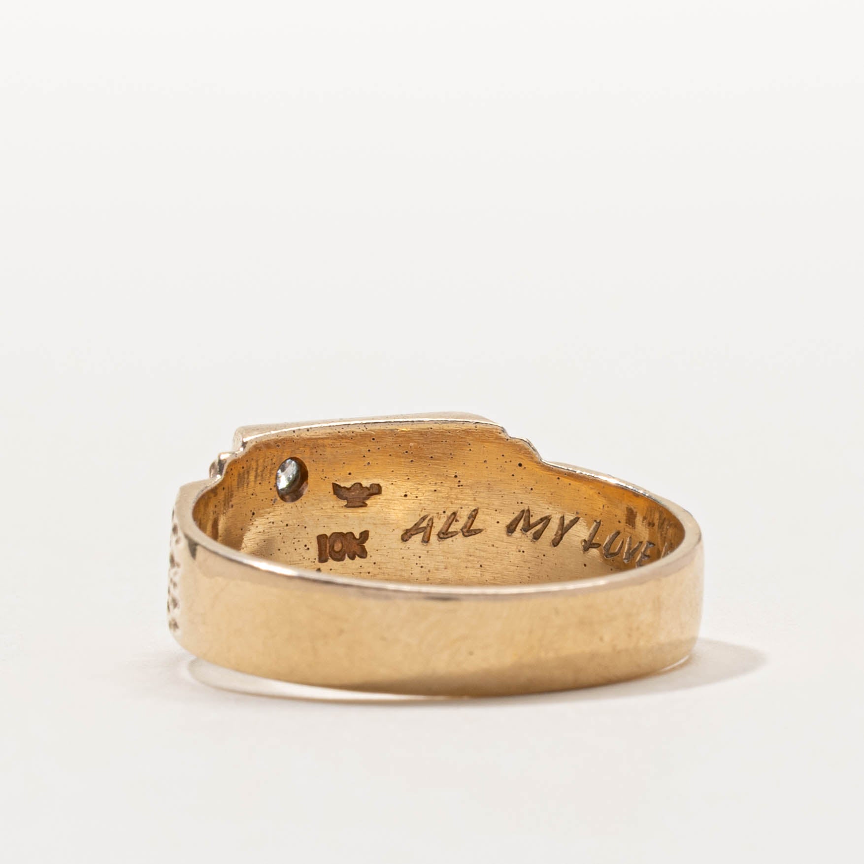 10k Diamond “EDM” Initialized Signet Ring | SZ 13