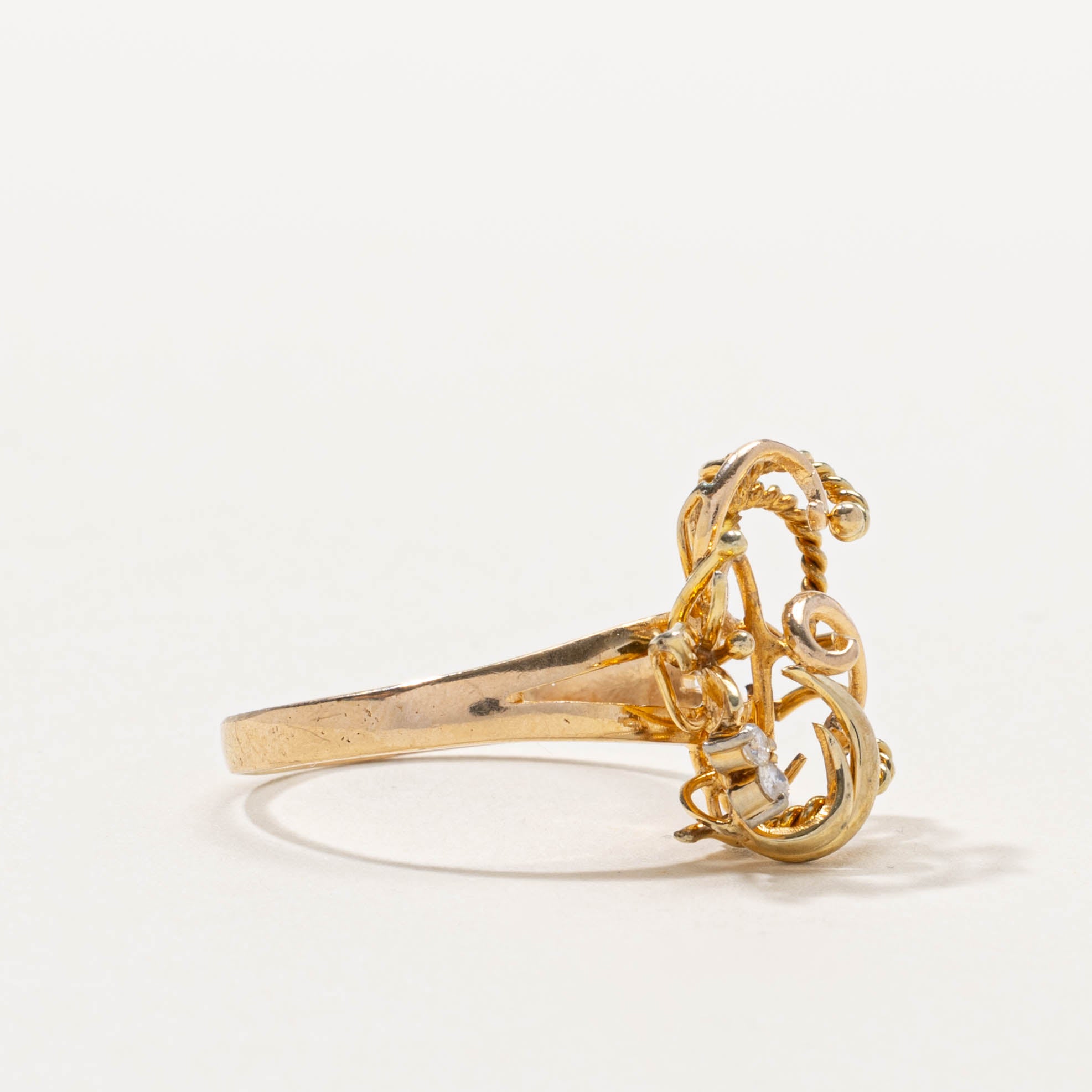 14k Scattered Diamond Openwork Rope Ring | SZ 8.5