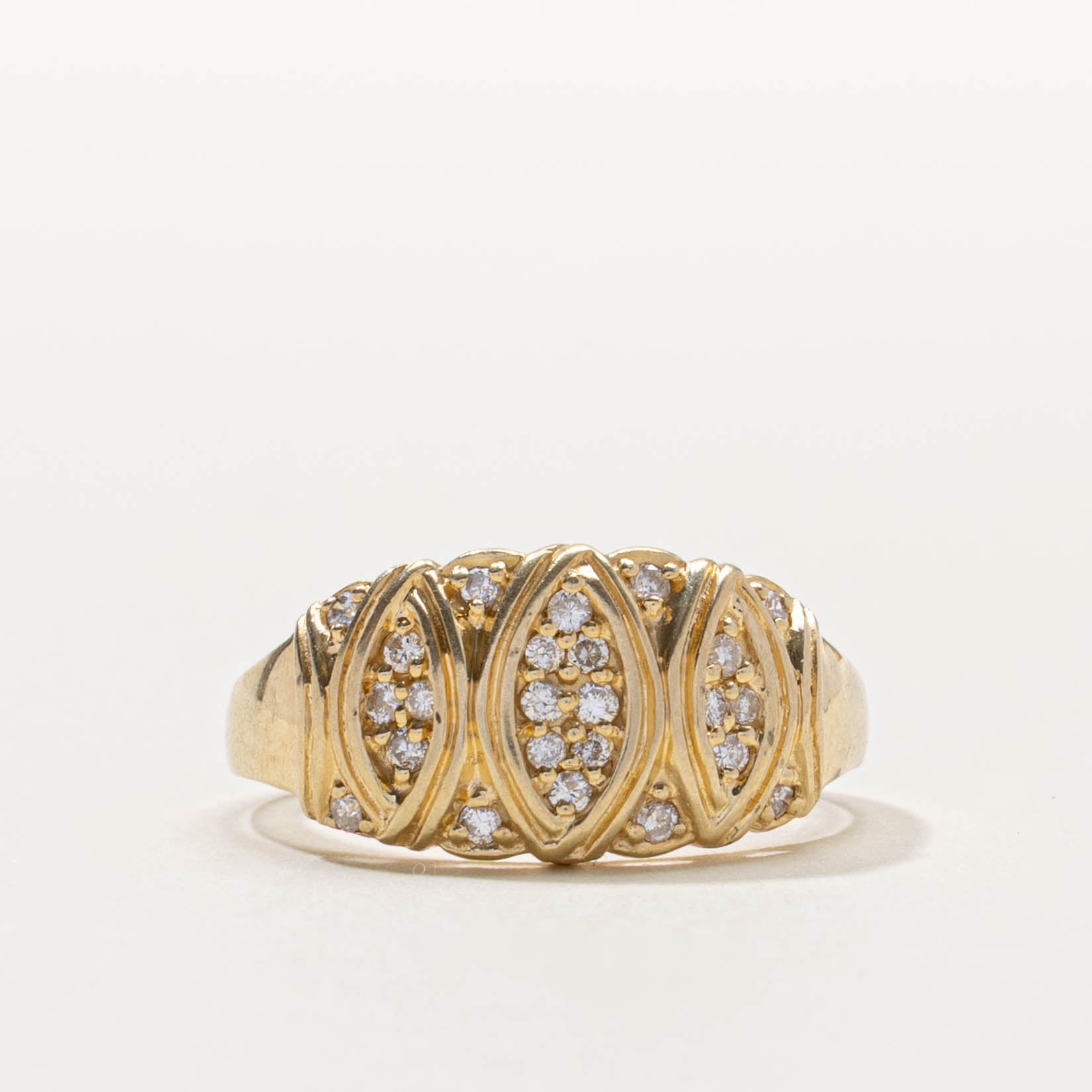 14k Diamond Marquise Cluster Dome Ring | SZ 9