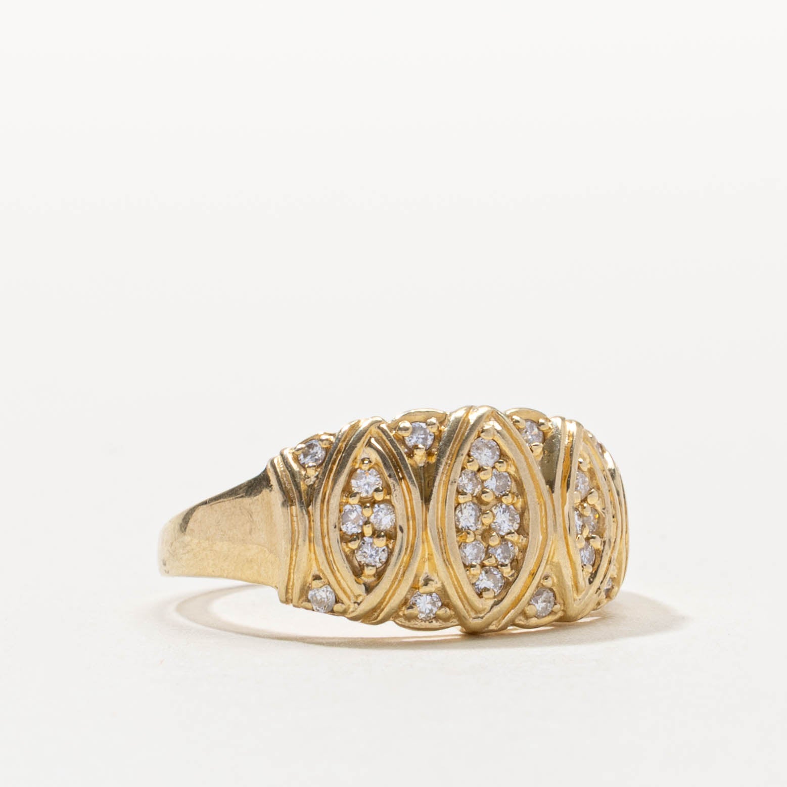 14k Diamond Marquise Cluster Dome Ring | SZ 9