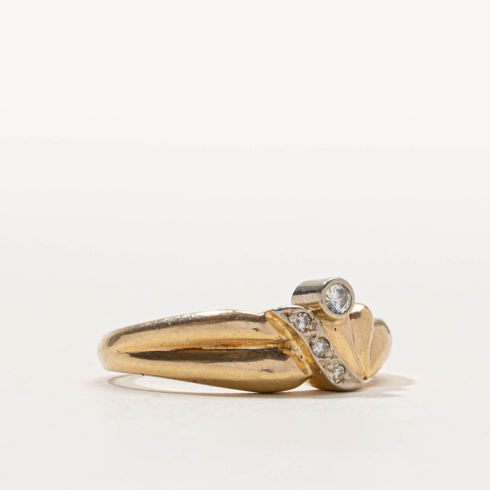 14k Bezel Set Diamond Waterfall Ring | SZ 8.5