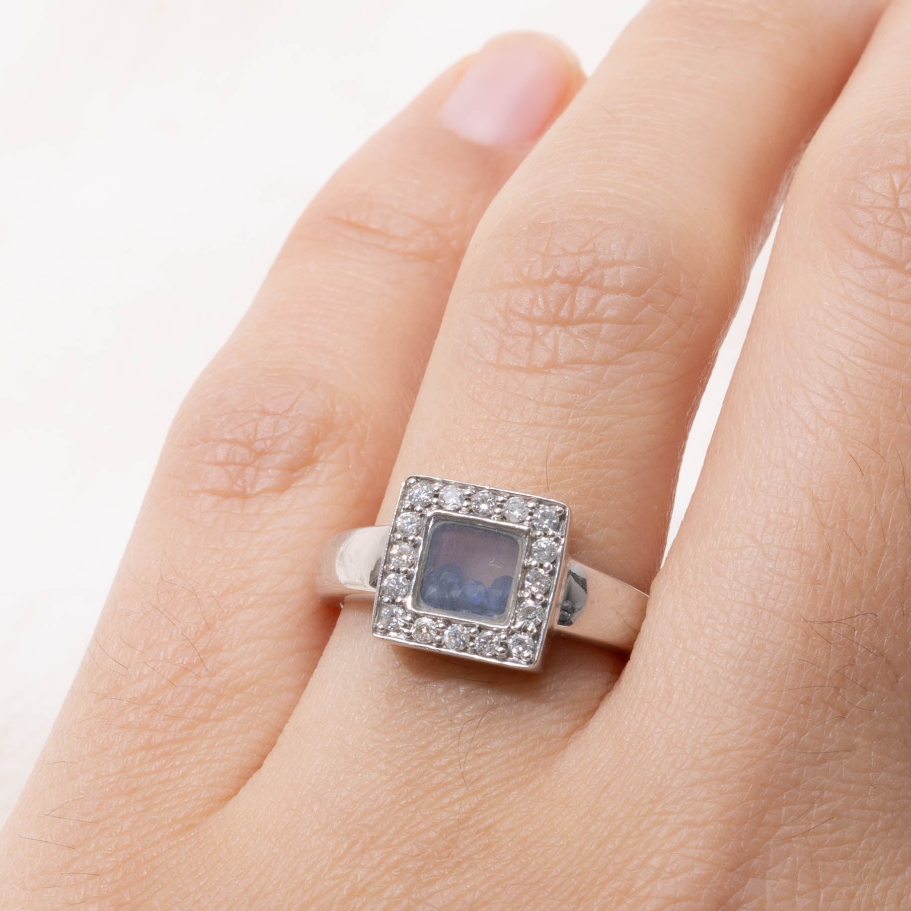 14k Floating Sapphire & Diamond Halo Ring | 0.15ctw, 0.15ctw | SZ 7