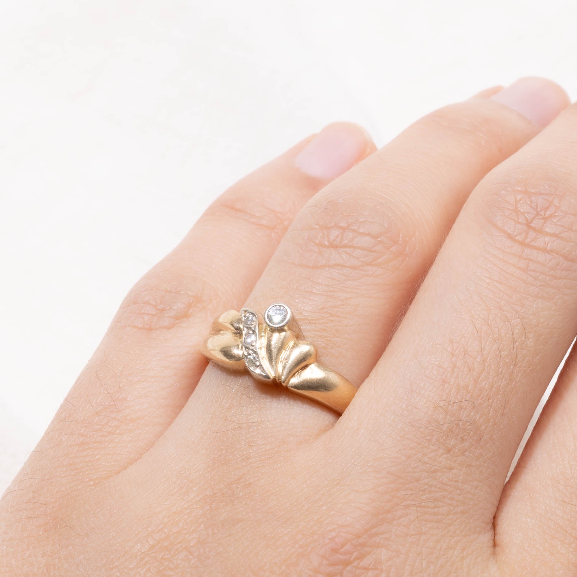 14k Bezel Set Diamond Waterfall Ring | SZ 8.5