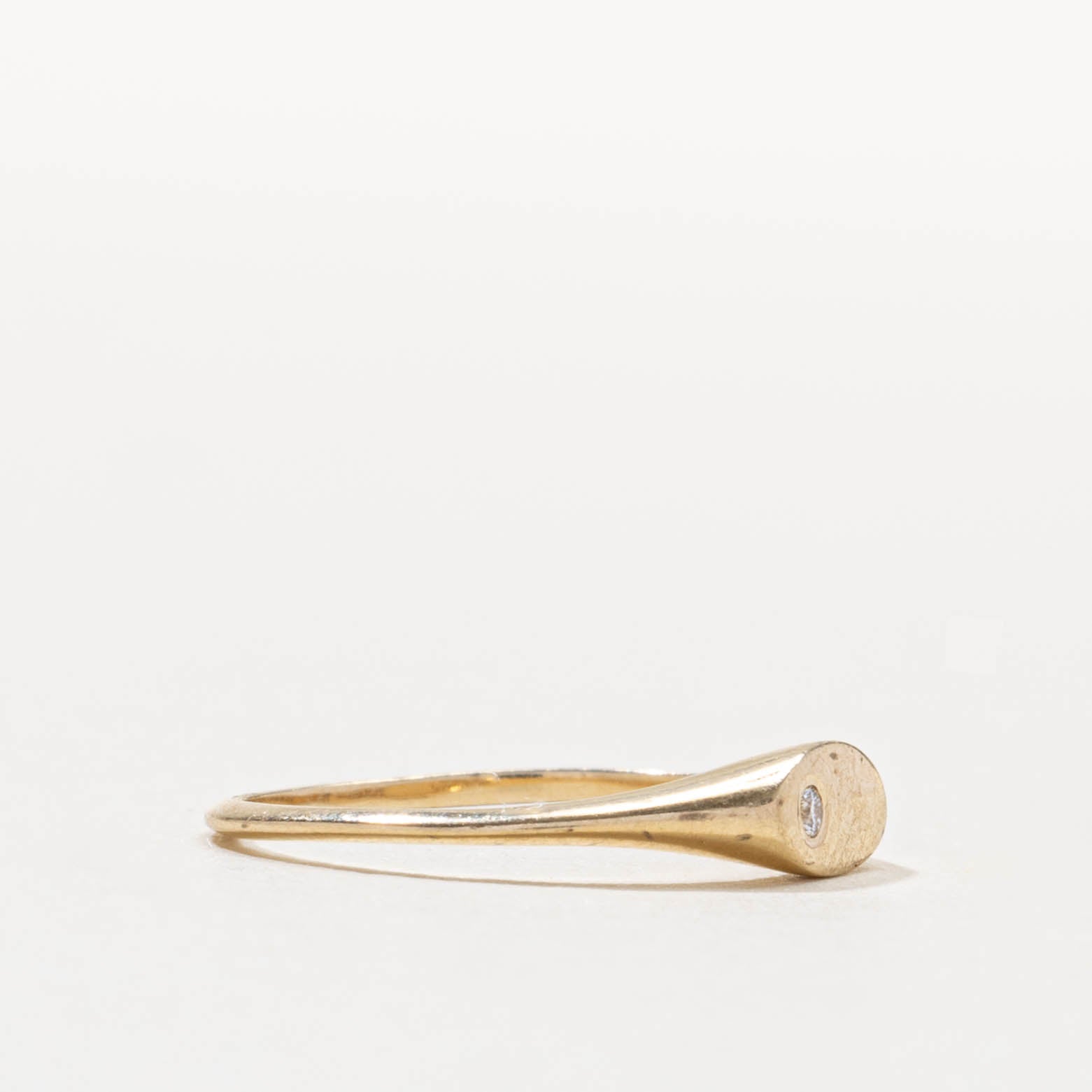 14k Single Stone Bezel Set Diamond Ring | SZ 4