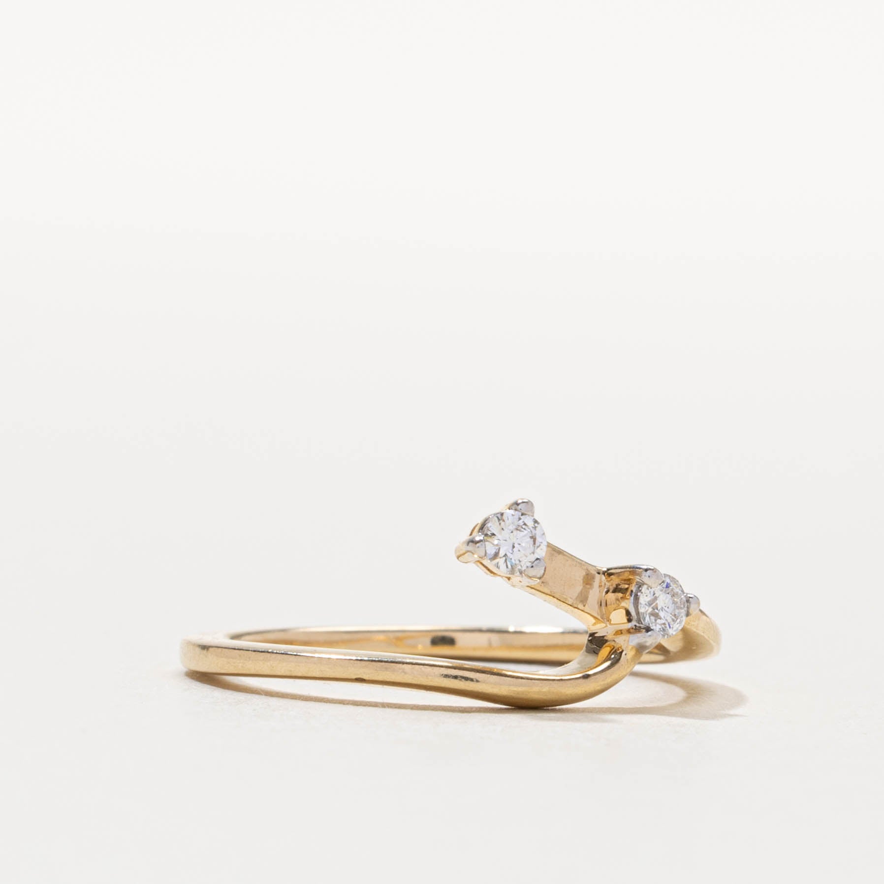 14k Two Stone Diamond Crossover Ring | SZ 7.25