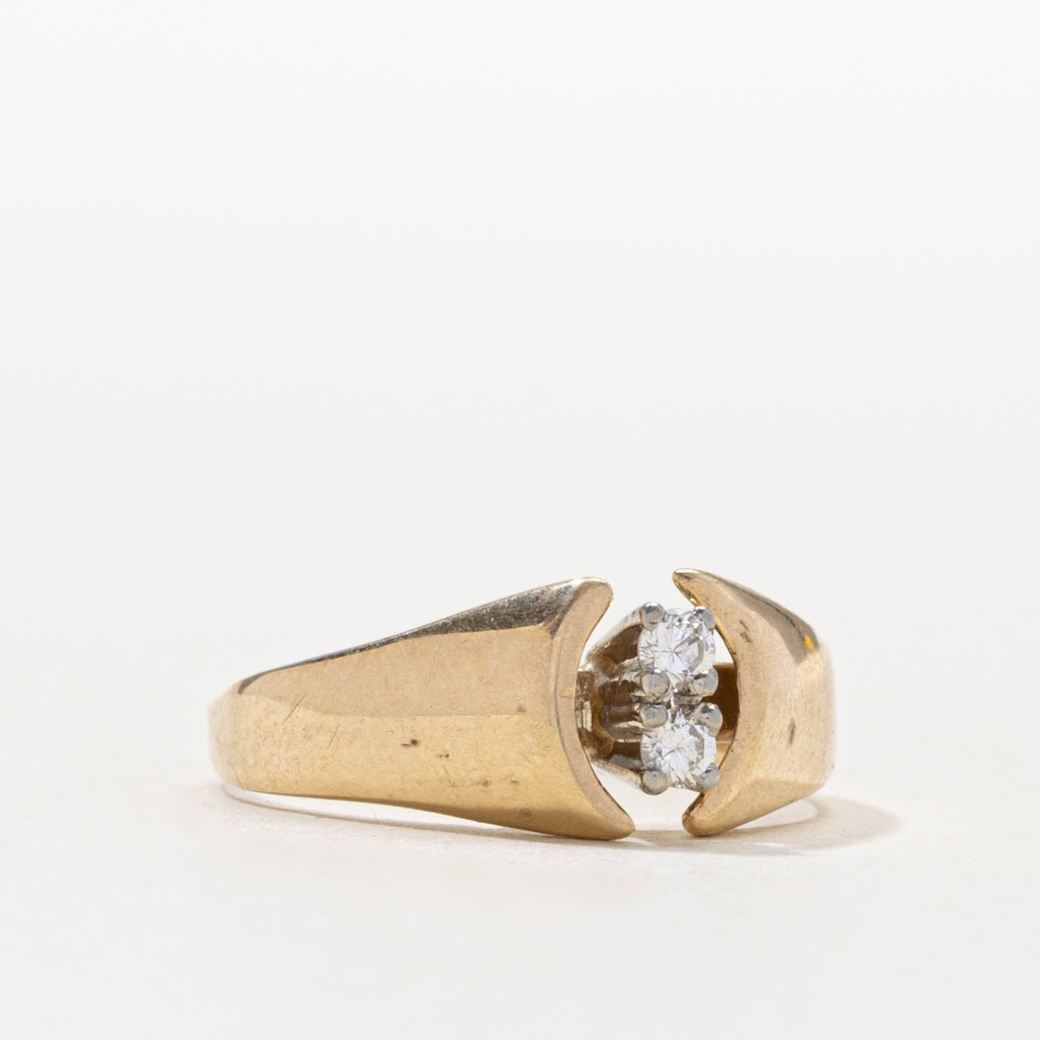 14k Two Stone Diamond Arch Ring | SZ 5