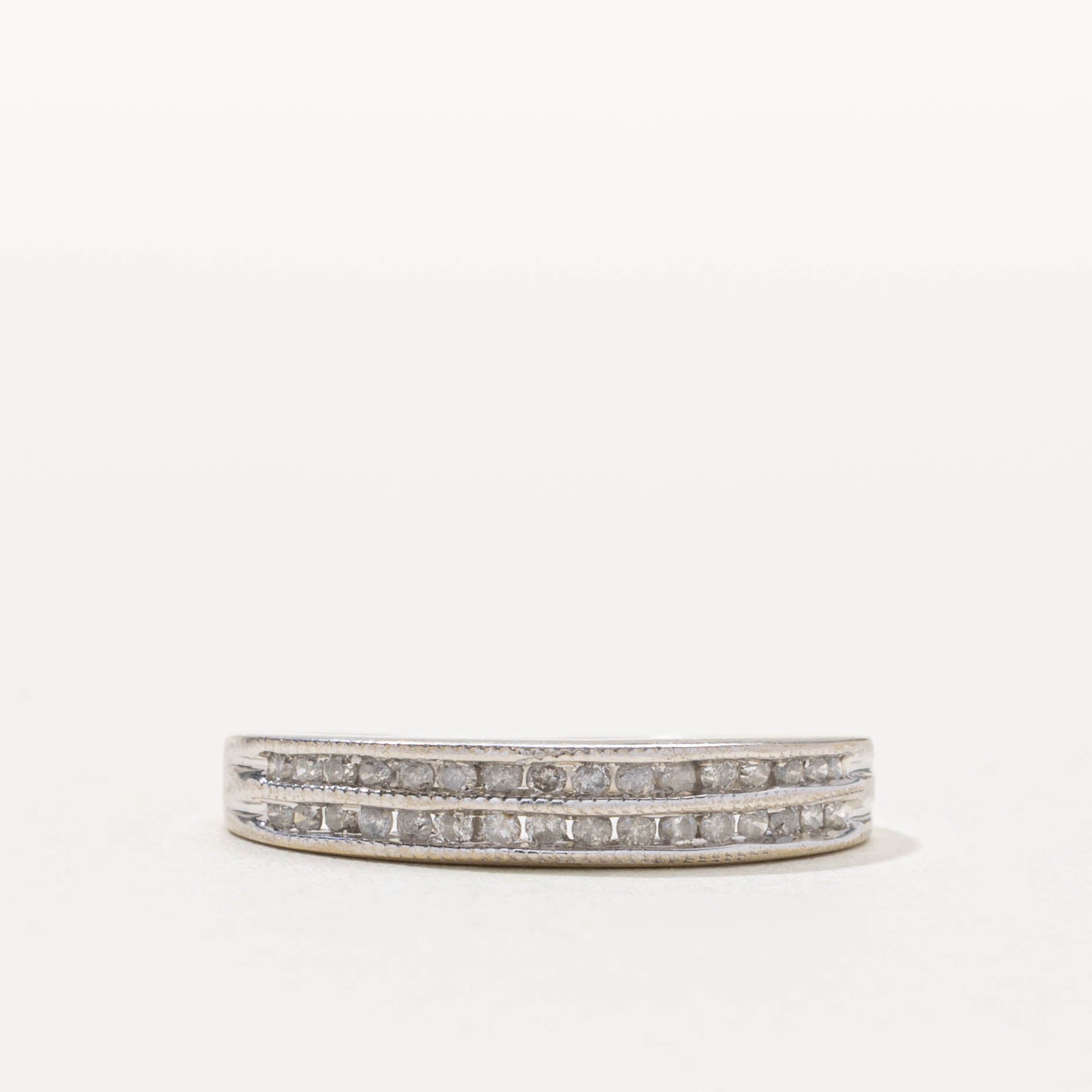 14k Multi-Row Diamond Milgrained Ring | SZ 6.25