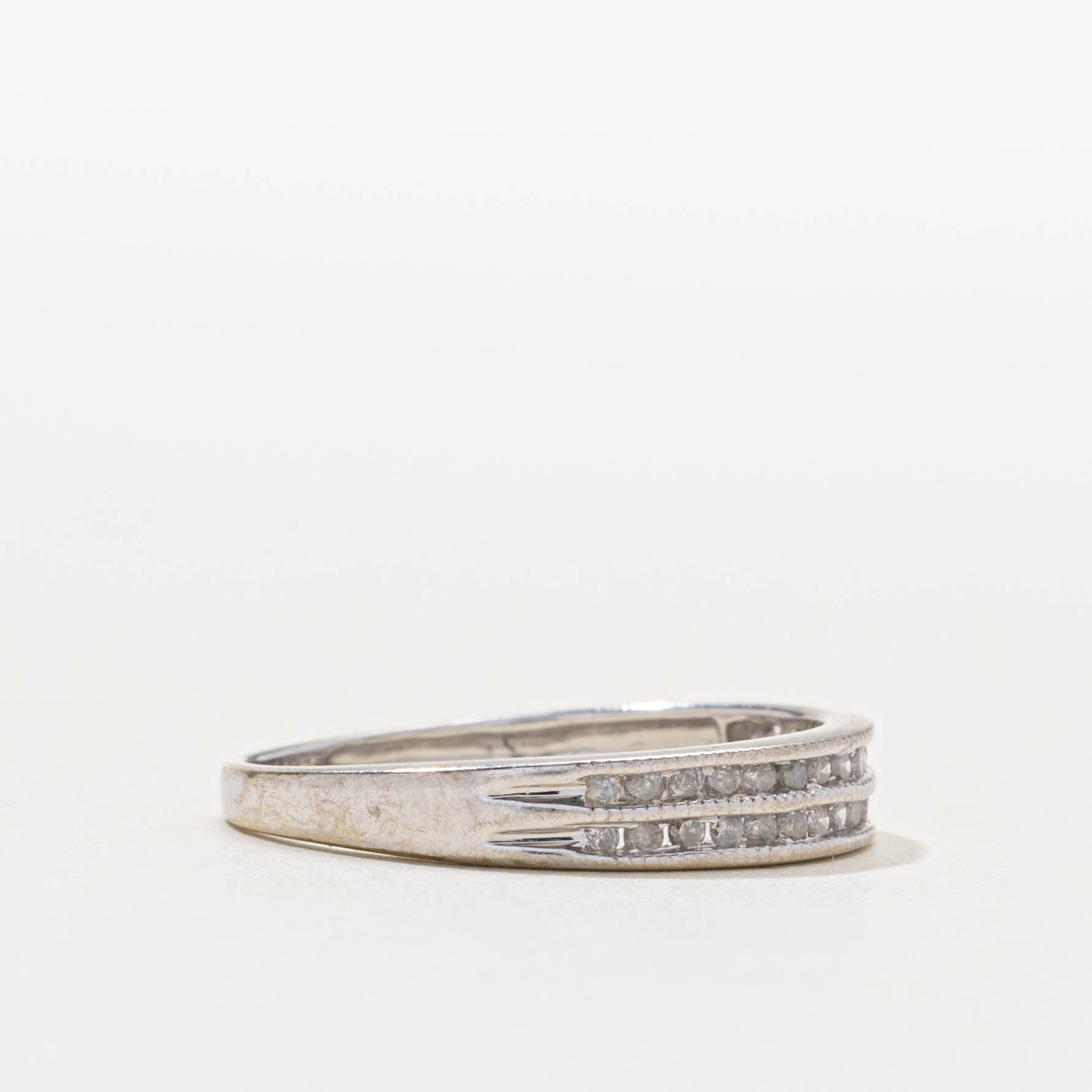 14k Multi-Row Diamond Milgrained Ring | SZ 6.25