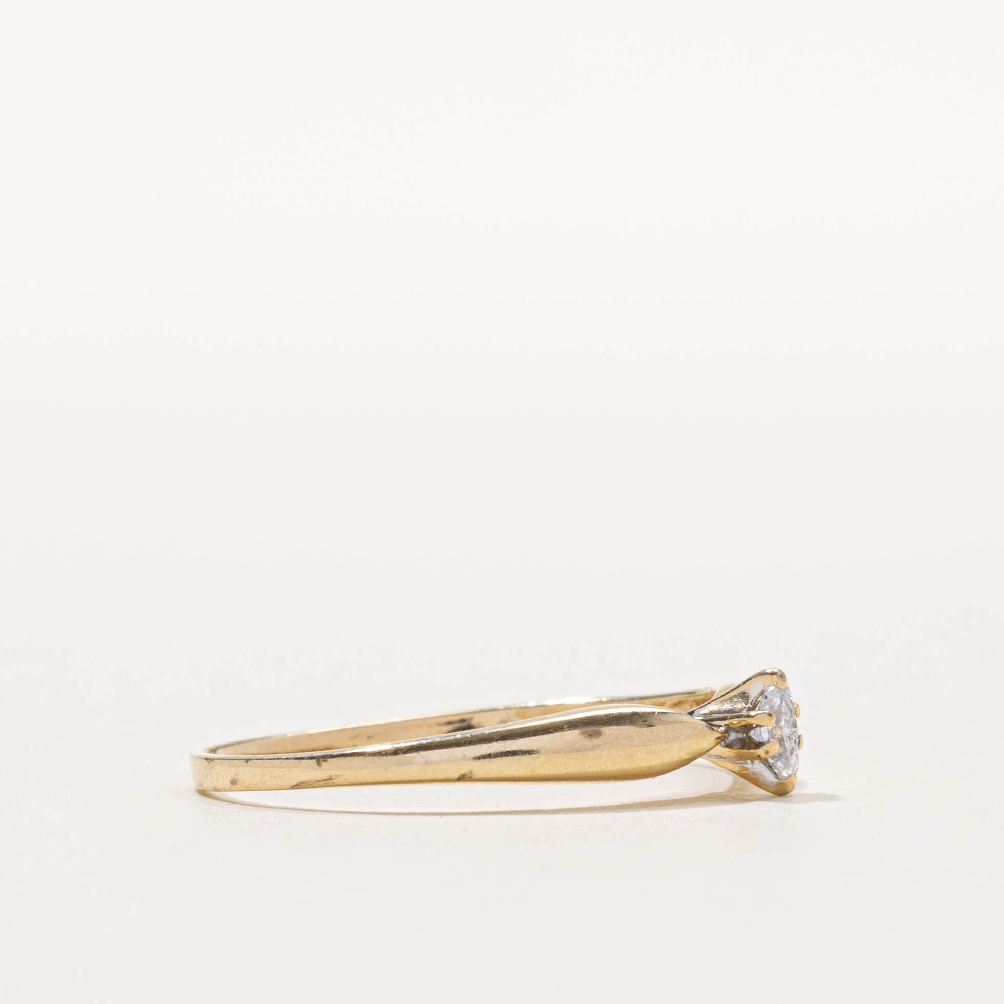 14k Marquise Cut Diamond Reverse Tapered Ring | SZ 8.5