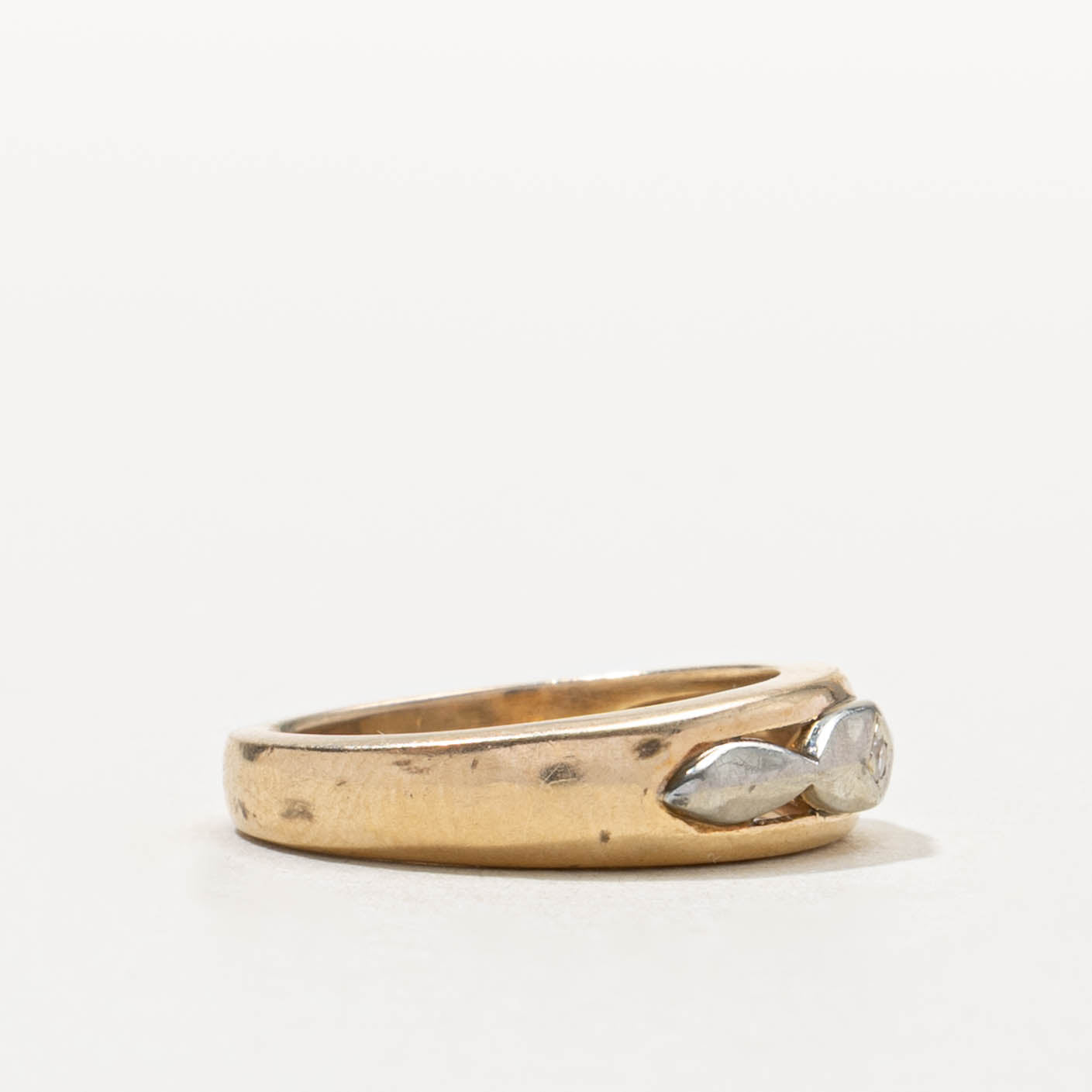 14k Two Tone Diamond Marquise Openwork Ring | SZ 3.25