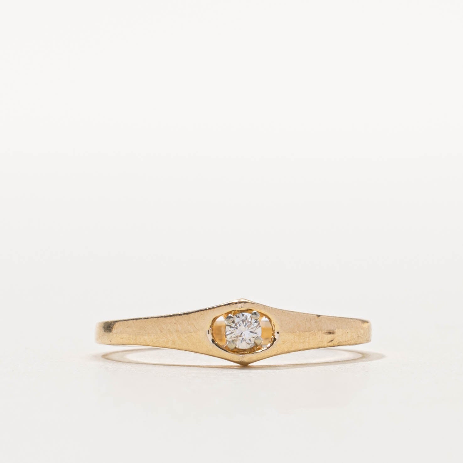 14k Solitaire Diamond Split Ring | SZ 6.25