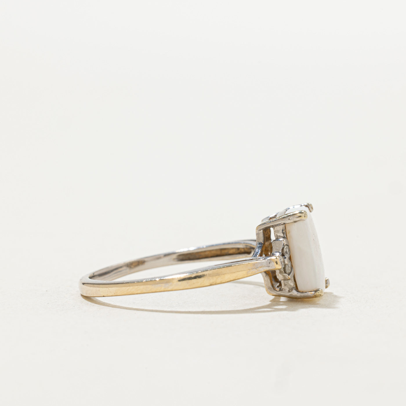 Cabochon Cut Opal & Diamond Ring | SZ 8.25