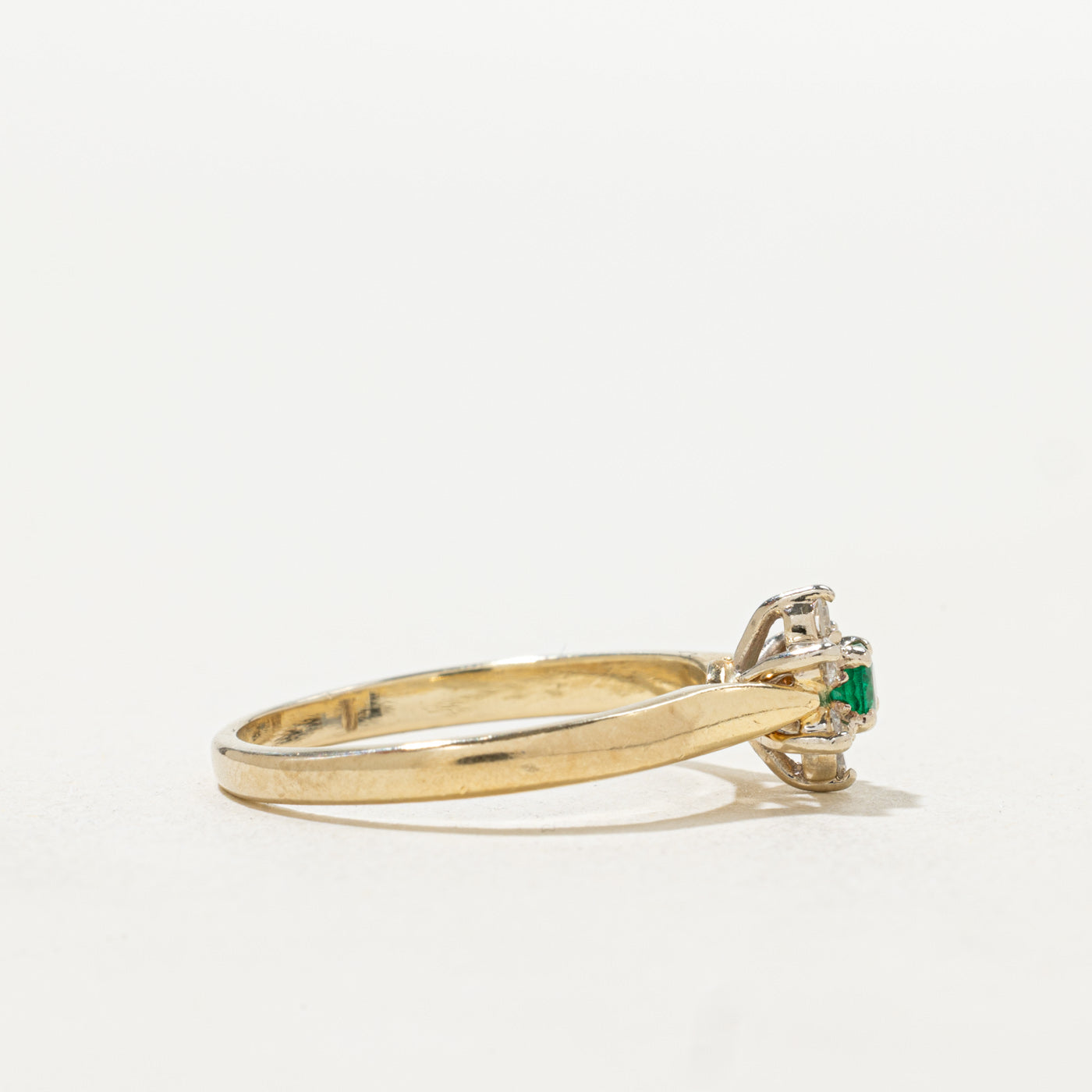 Emerald & Diamond Petal Ring | SZ 6.25