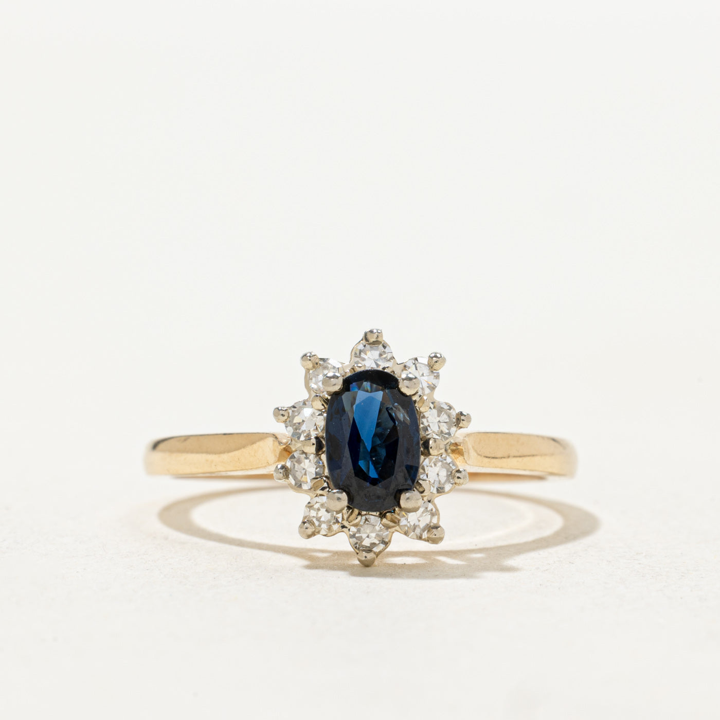 Oval Cut Sapphire & Diamond Petal Ring | SZ 6.25