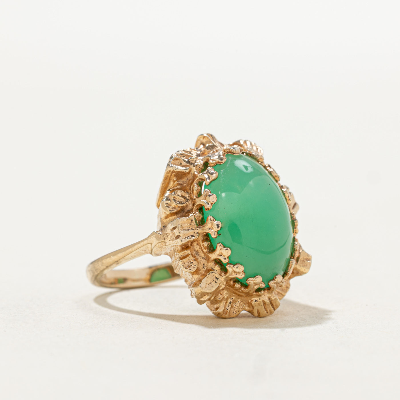 Bague texturée en calcédoine taille cabochon | 3,50 ct | Taille 5,25