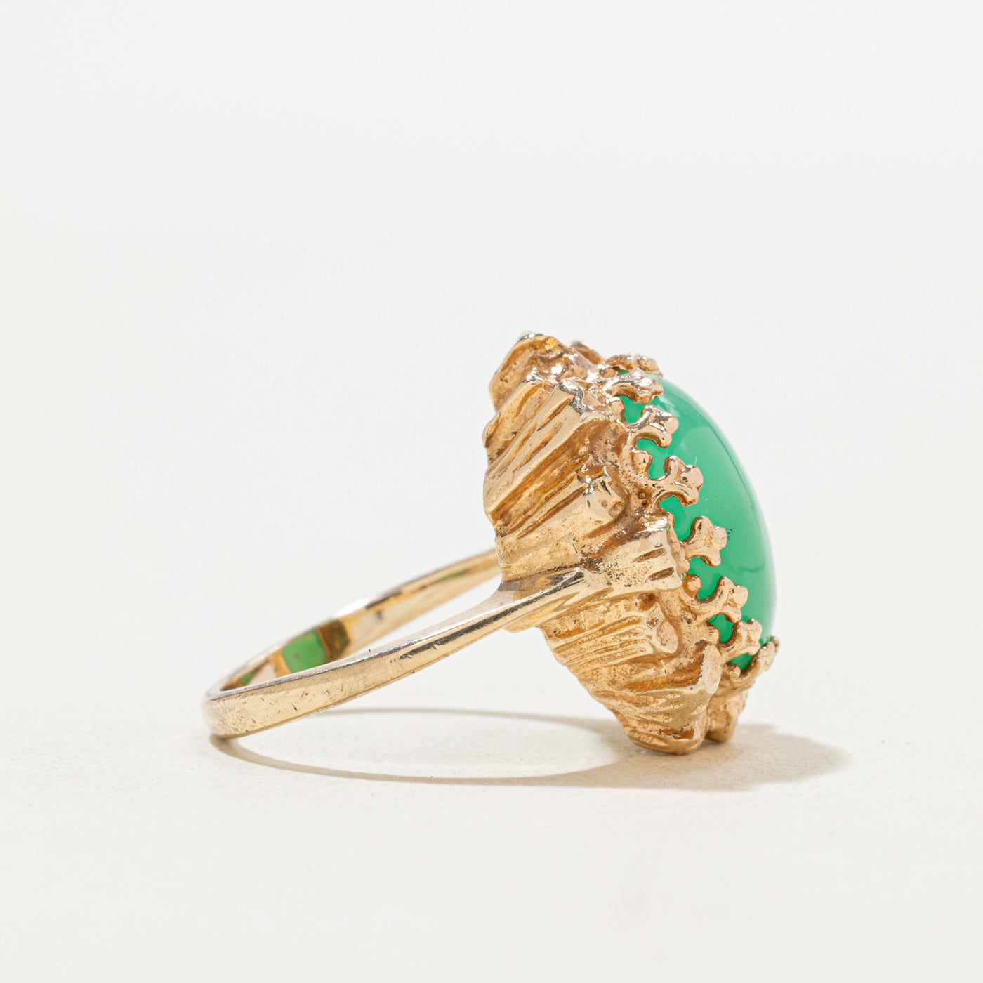 Bague texturée en calcédoine taille cabochon | 3,50 ct | Taille 5,25