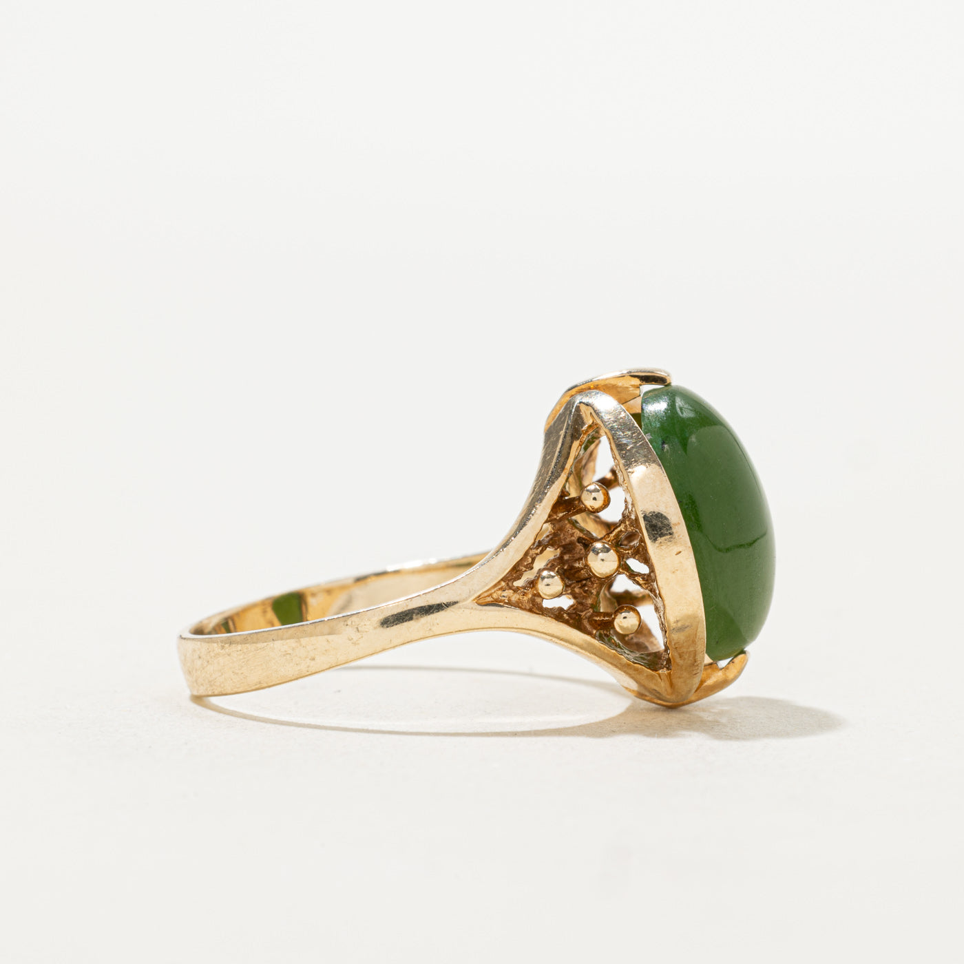 Cabochon Cut Nephrite Jade Ring | 4.60ct | SZ 9.0