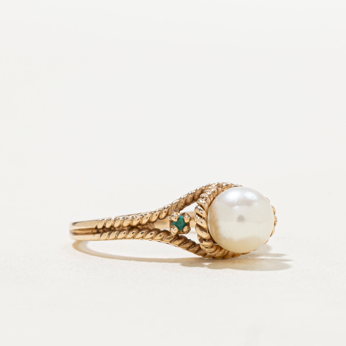 Pearl & Turquoise Rope Textured Ring | 0.01ctw | SZ 6.5
