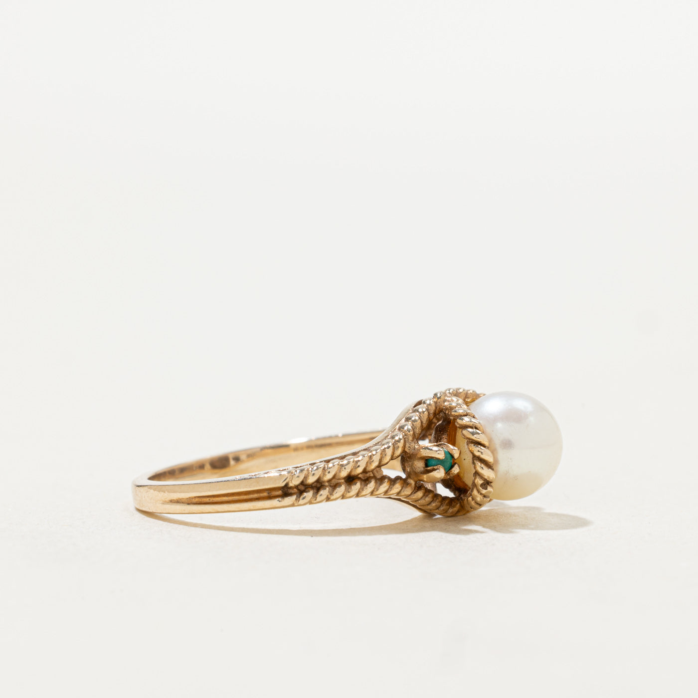 Pearl & Turquoise Rope Textured Ring | 0.01ctw | SZ 6.5