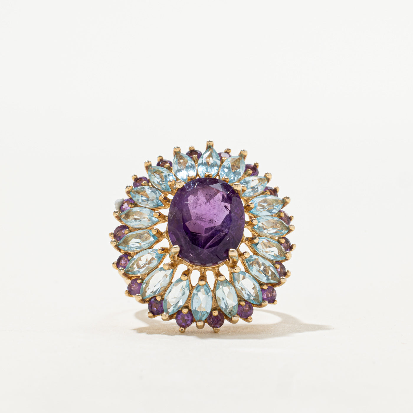 Bague cocktail en améthyste et topaze bleue | 6,0 ct | Taille 6,0