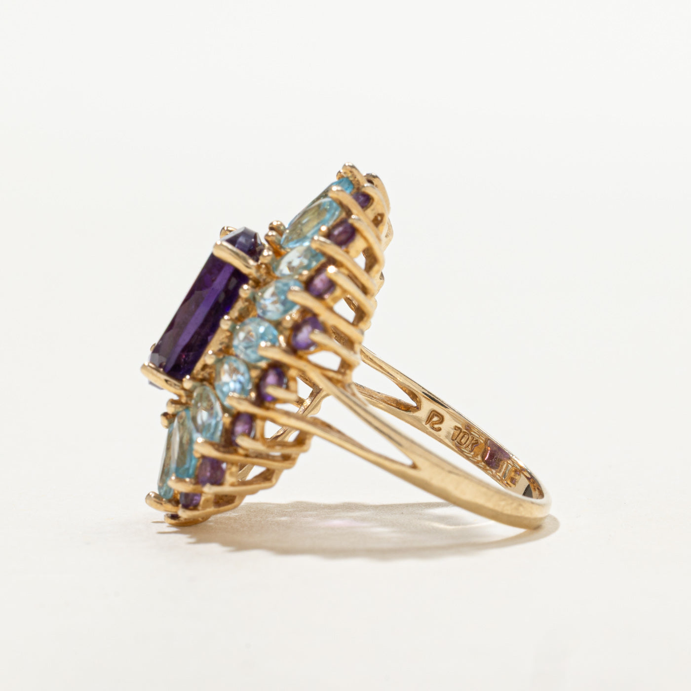 Amethyst & Blue Topaz Cocktail Ring | 6.0ctw | SZ 6.0
