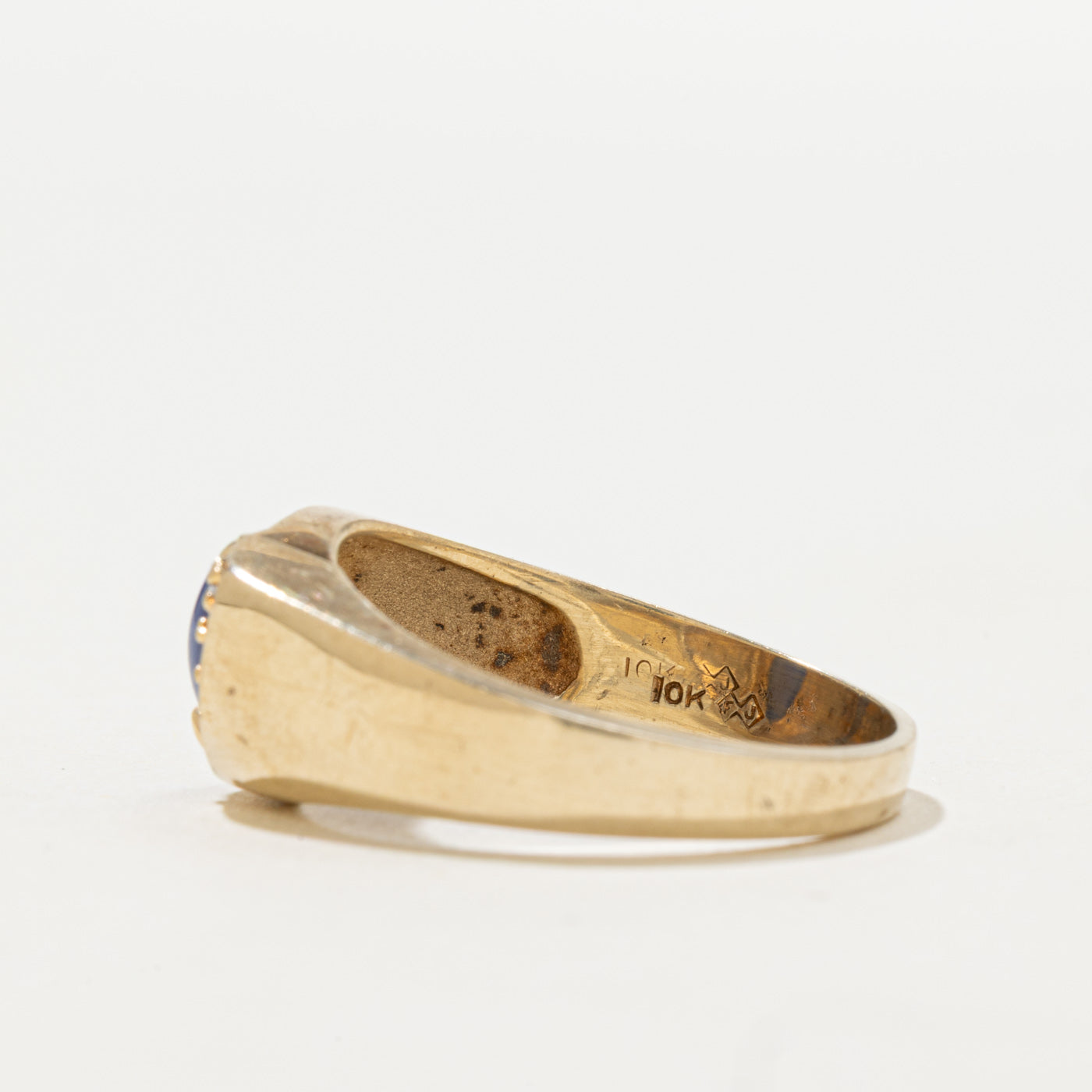 Synthetic Sapphire & Diamond Textured Ring | SZ 9.0