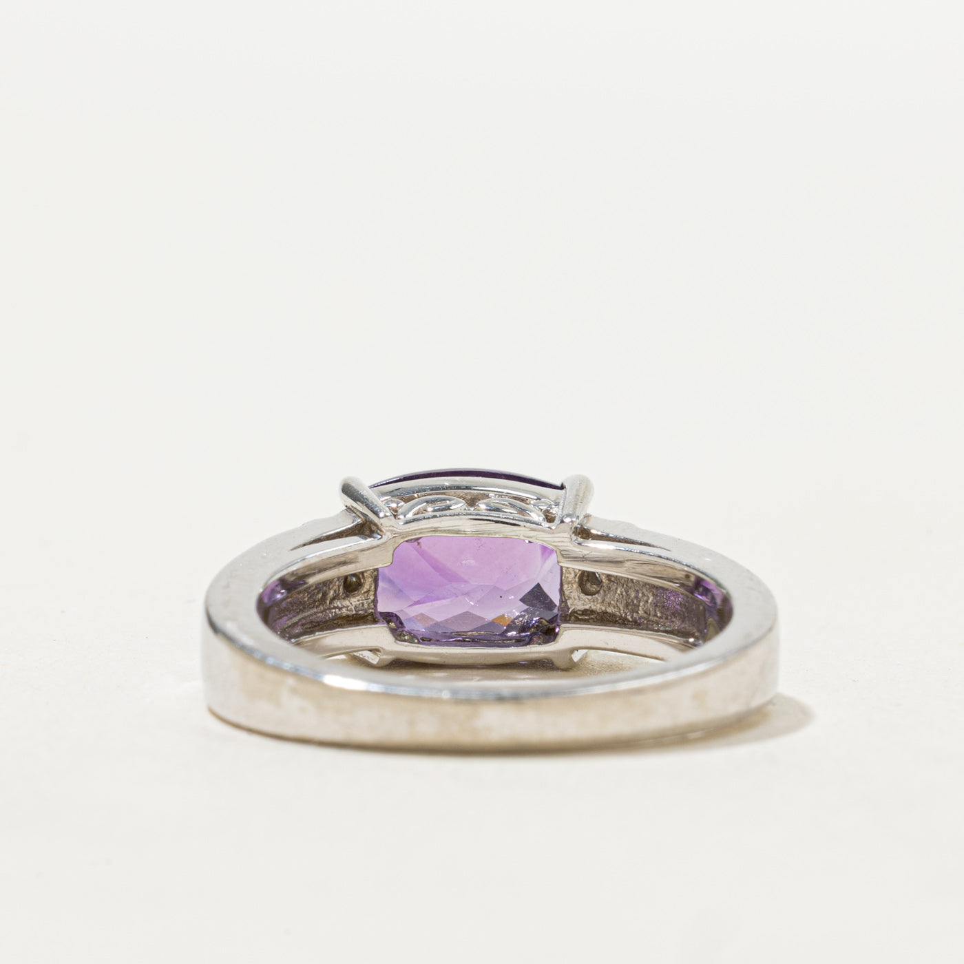 Checkerboard Amethyst & Diamond Ring | 1.70ct, 0.04ctw | SZ 6.75
