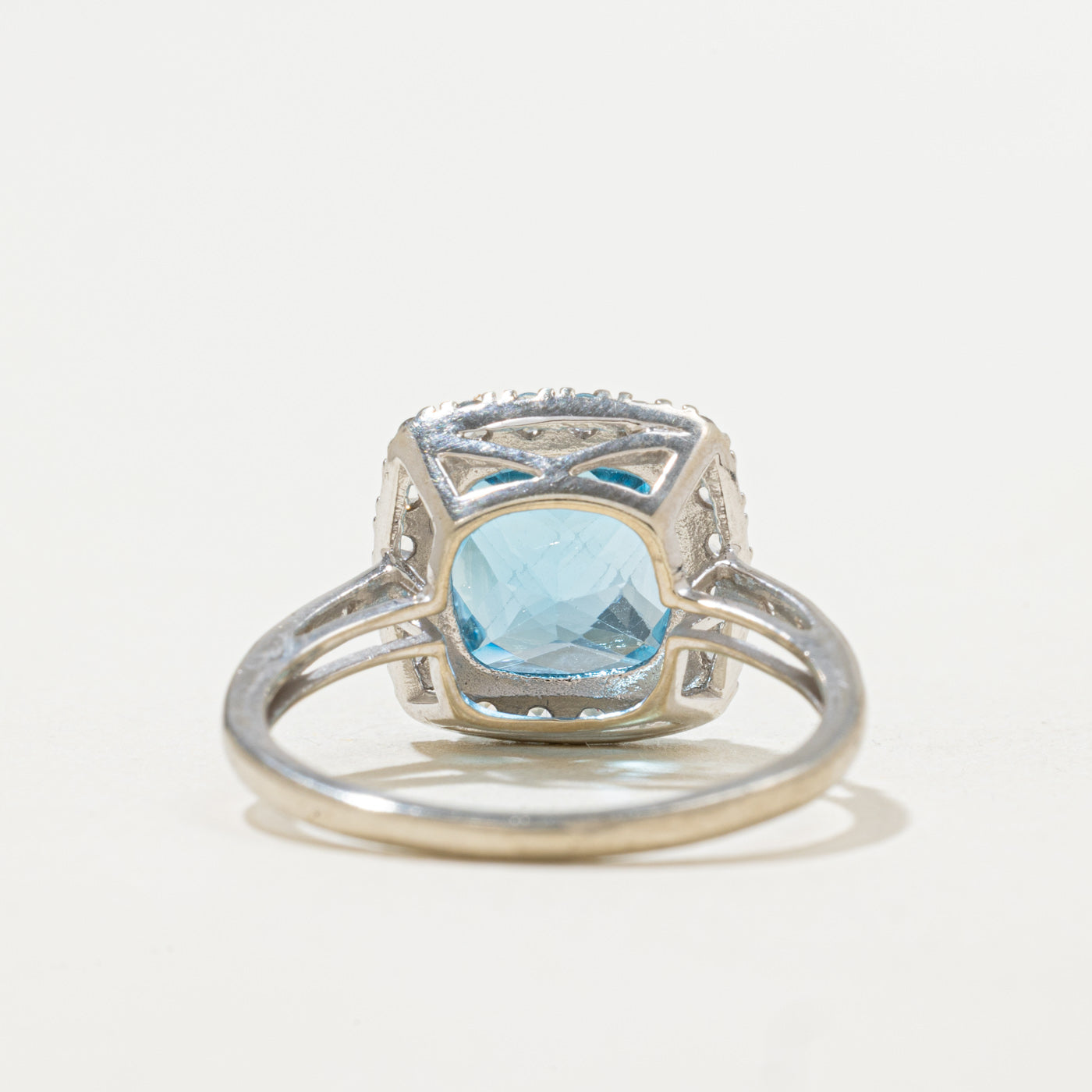 Blue & White Topaz Halo Ring | 3.56ctw | SZ 7.0