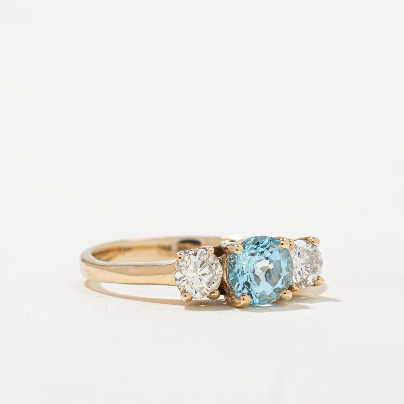 Three Stone Blue Topaz & Diamond Ring | 1.00ct, 0.51ctw | SZ 8.0