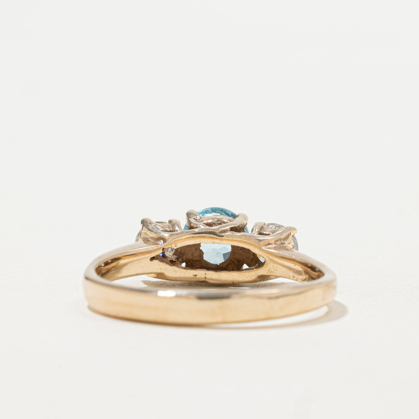 Three Stone Blue Topaz & Diamond Ring | 1.00ct, 0.51ctw | SZ 8.0