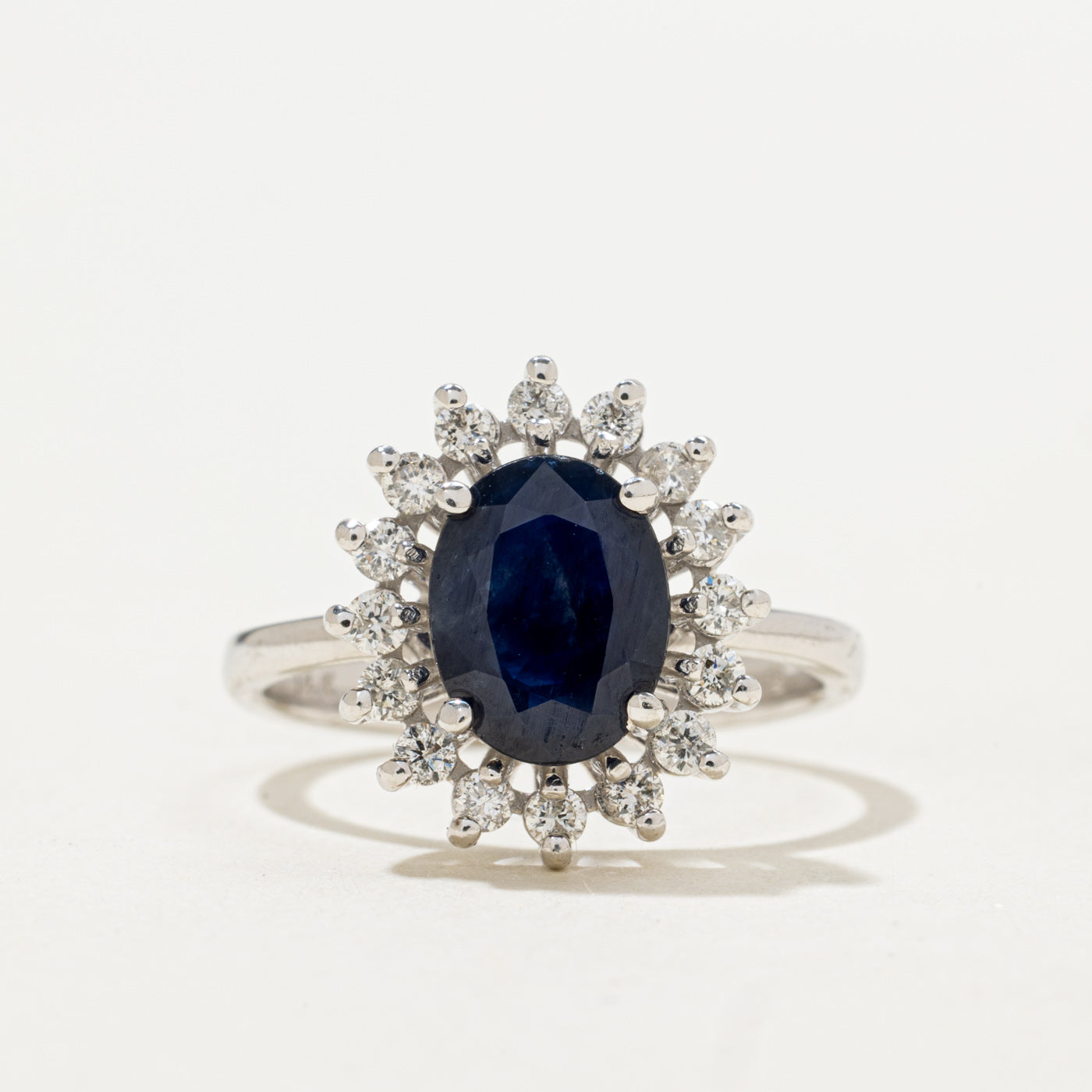 'Effy' White Gold Blue Sapphire & Diamond Ring | 1.20ct, 0.26ctw | SZ 7.0