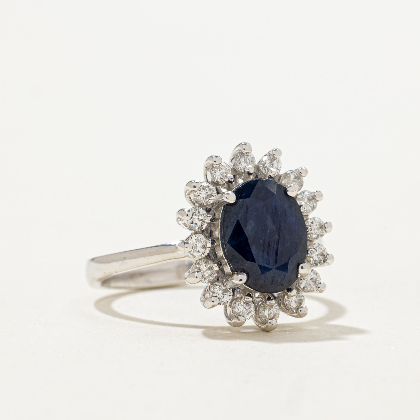 'Effy' White Gold Blue Sapphire & Diamond Ring | 1.20ct, 0.26ctw | SZ 7.0