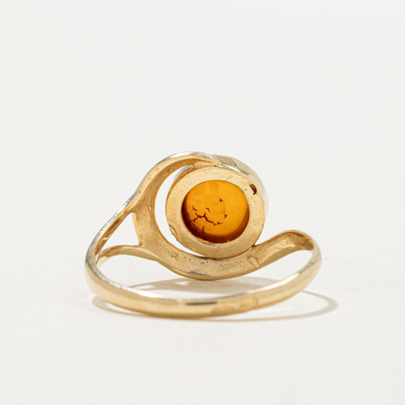 Cabochon Cut Amber Bypass Ring | 0.90ct | SZ 6.5