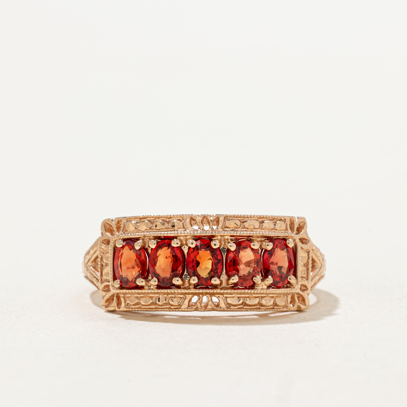 Five Stone Sapphire Ornate Ring | 1.00ctw | SZ 9.0