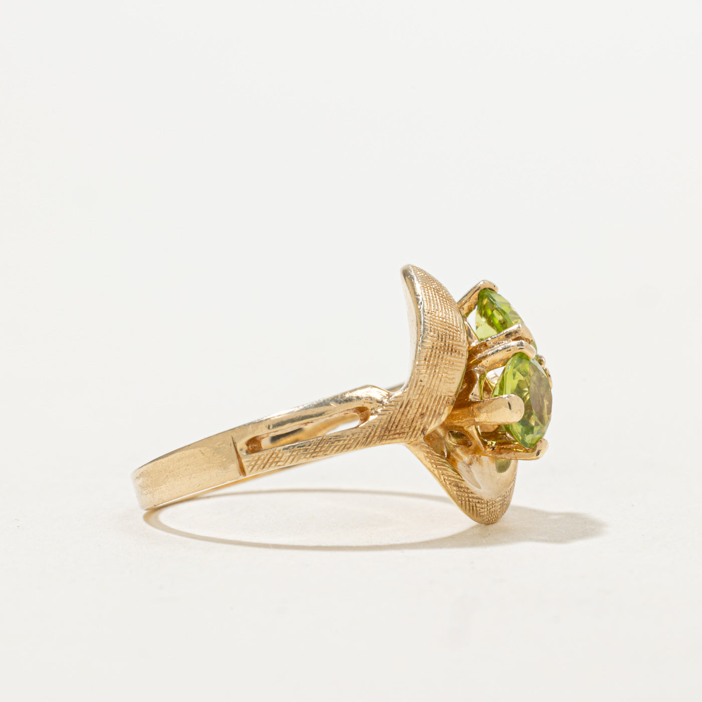 Bague texturée deux pierres péridot | 1,00 ct | Taille 6,25